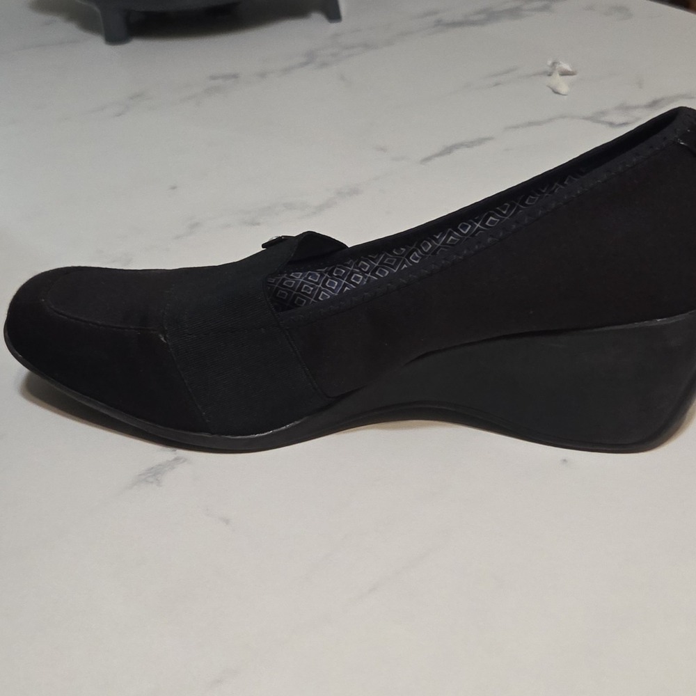 AK Sport Black Stretch Fabric Wedge Loafers Comfort Shoes Women's Size 8.5 M - Picture 8 of 16